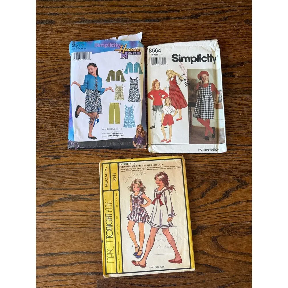 11-Piece Bundle Vintage Sewing Patterns Size 10 Girls 50s 70s 80s Y2k Dress PJs